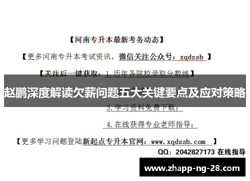 赵鹏深度解读欠薪问题五大关键要点及应对策略 赵鹏深度解读欠薪问题五大关键要点及应对策略